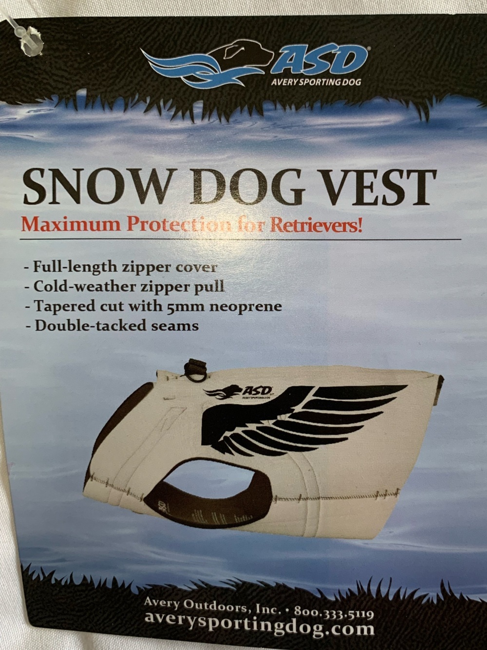 New in package AVERY SPORTING DOG snow dog vest size L